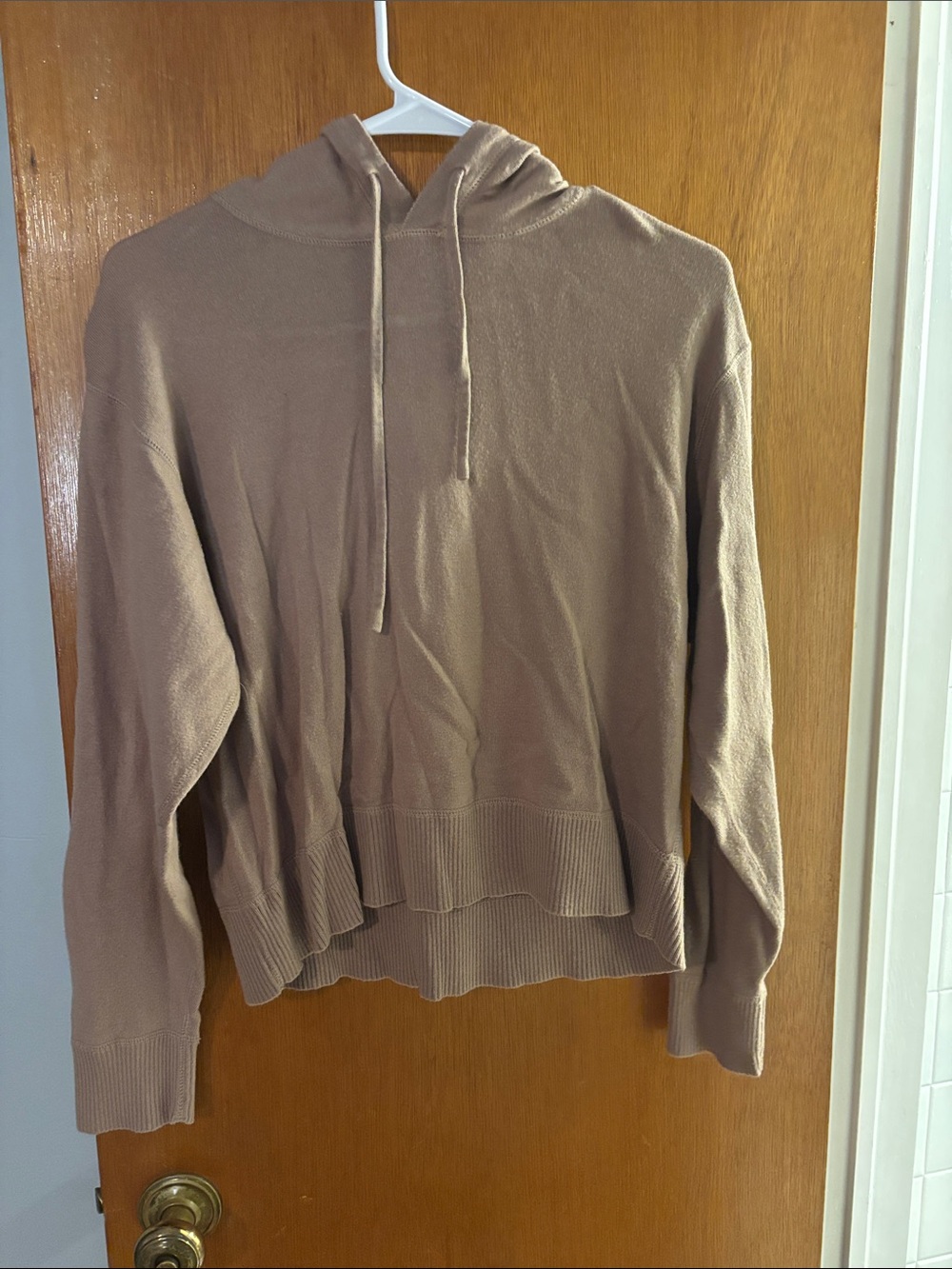 Women's Lightweight Hooded Crew Sweater in Taupe